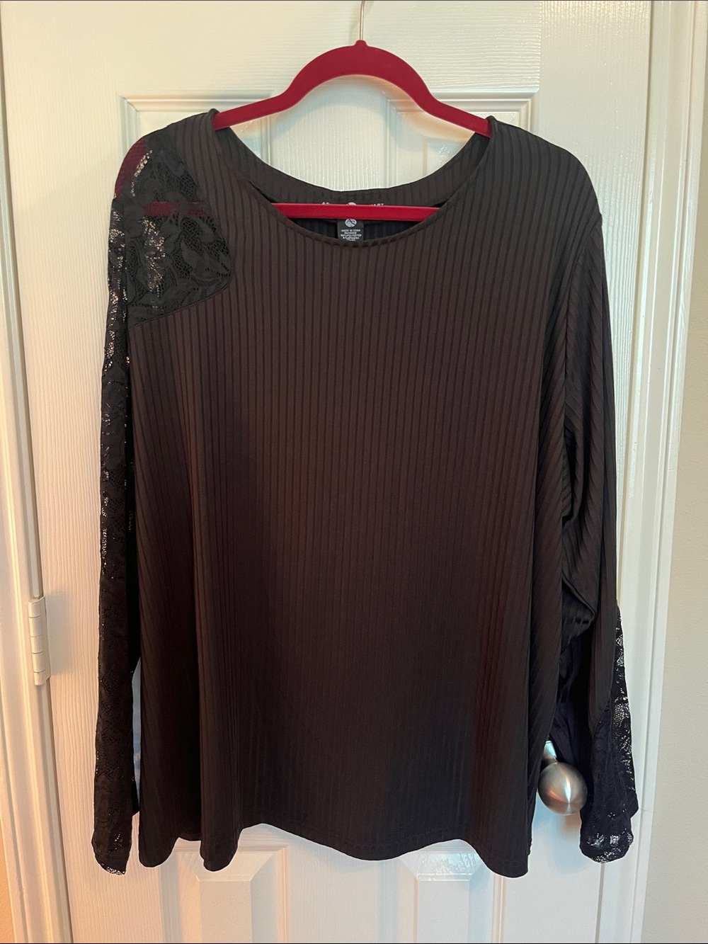 NWT Ashley Stewart Ribbed Lace Top